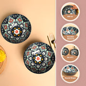 VON CASA Ceramic Mandala Navy Blue Round Serving Bowl Set Of 2