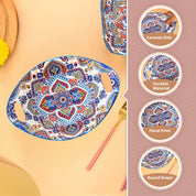 VON CASA Ceramic Mandala Light Blue Long Dish