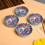 VON CASA Ceramic Mandala Light Blue Bowl Set Of 4