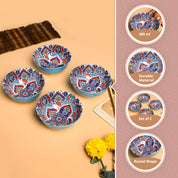 VON CASA Ceramic Mandala Light Blue Bowl Set Of 4