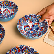 VON CASA Ceramic Mandala Light Blue Bowl Set Of 4