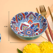 VON CASA Ceramic Mandala Light Blue Bowl Set Of 4