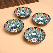 VON CASA Ceramic Mandala Navy Blue Bowl Set Of 4