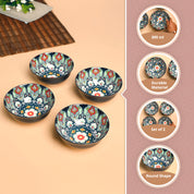VON CASA Ceramic Mandala Navy Blue Bowl Set Of 4
