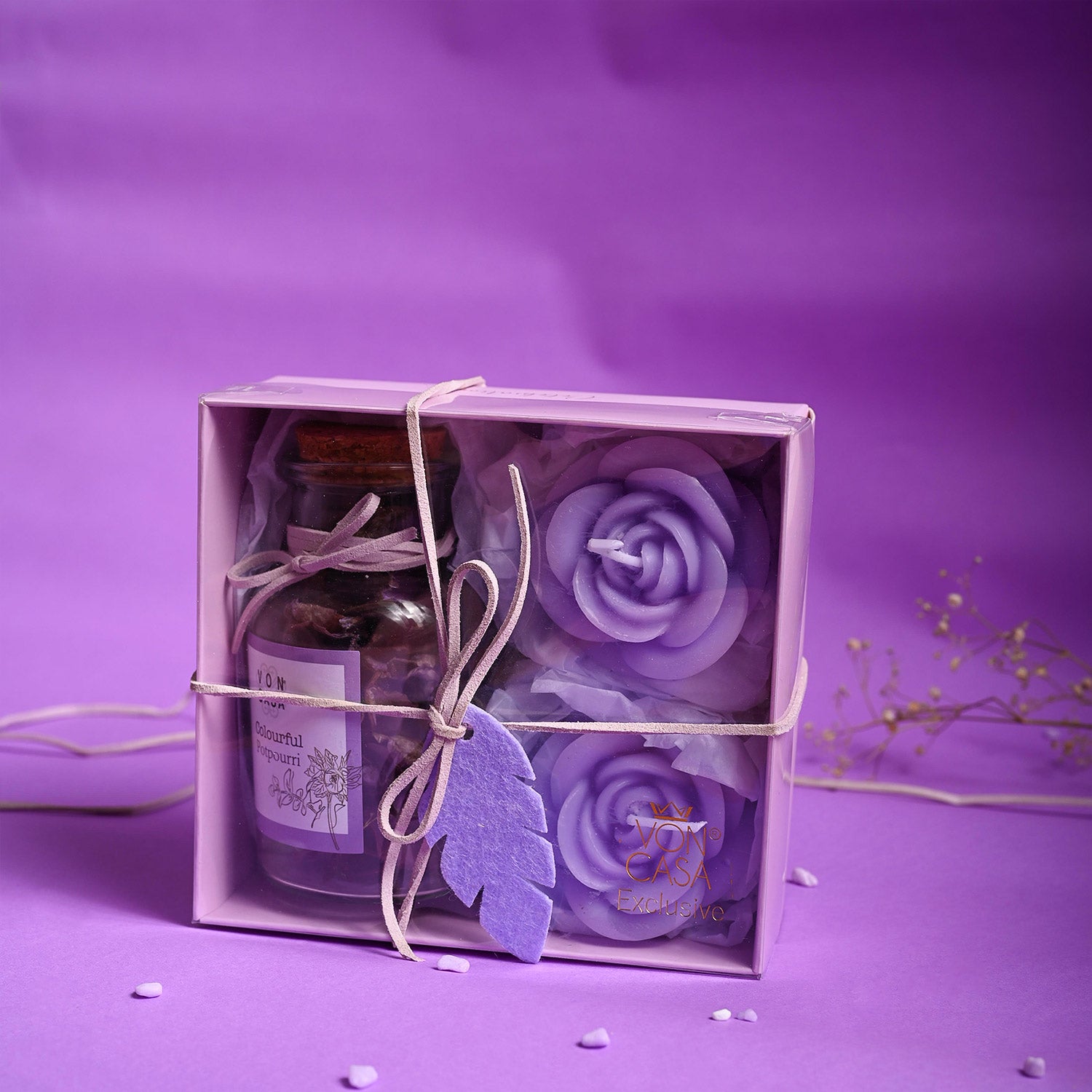 Lavender Flower Candles & Potpourri Set