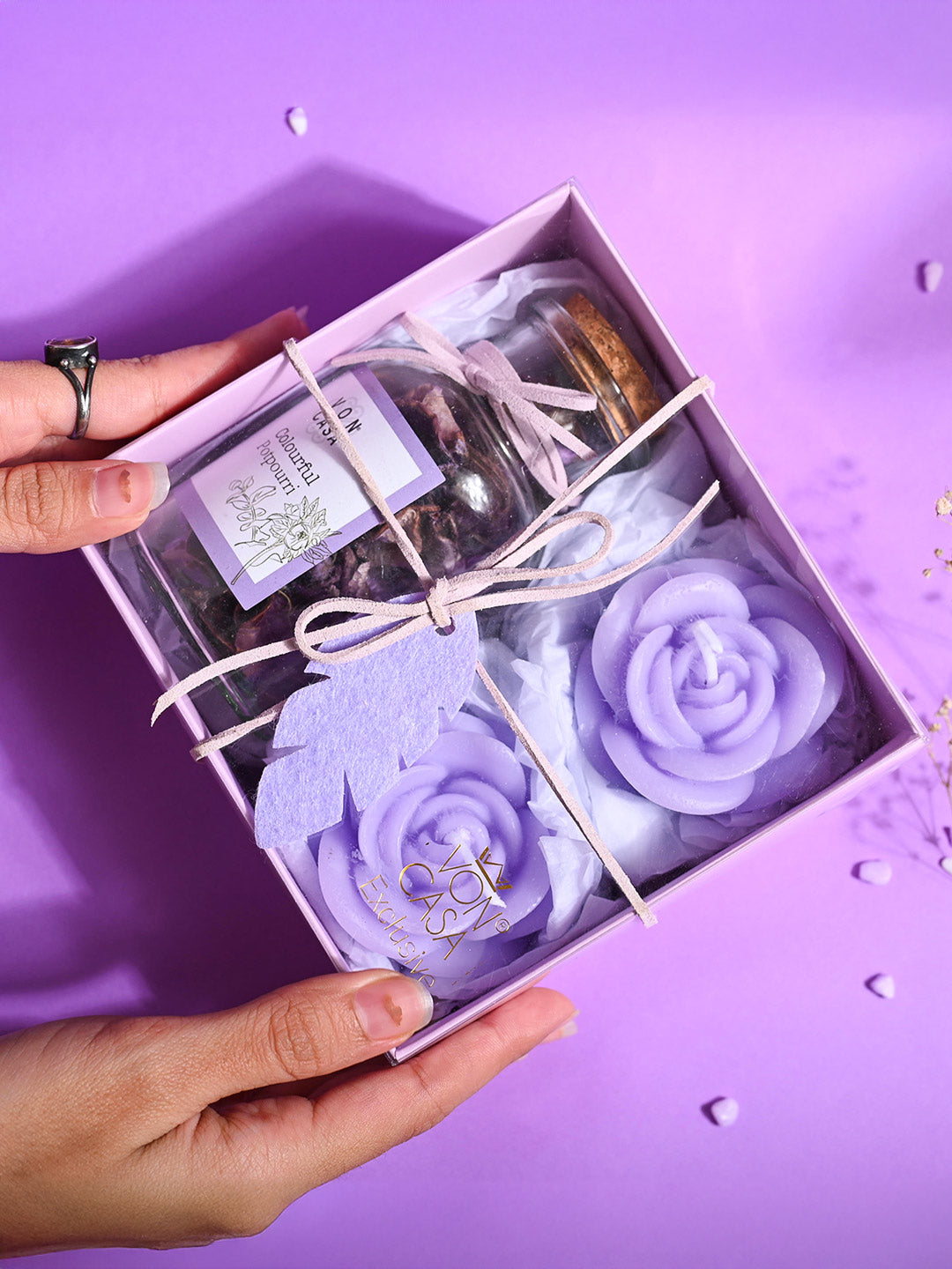 Lavender Flower Candles & Potpourri Set