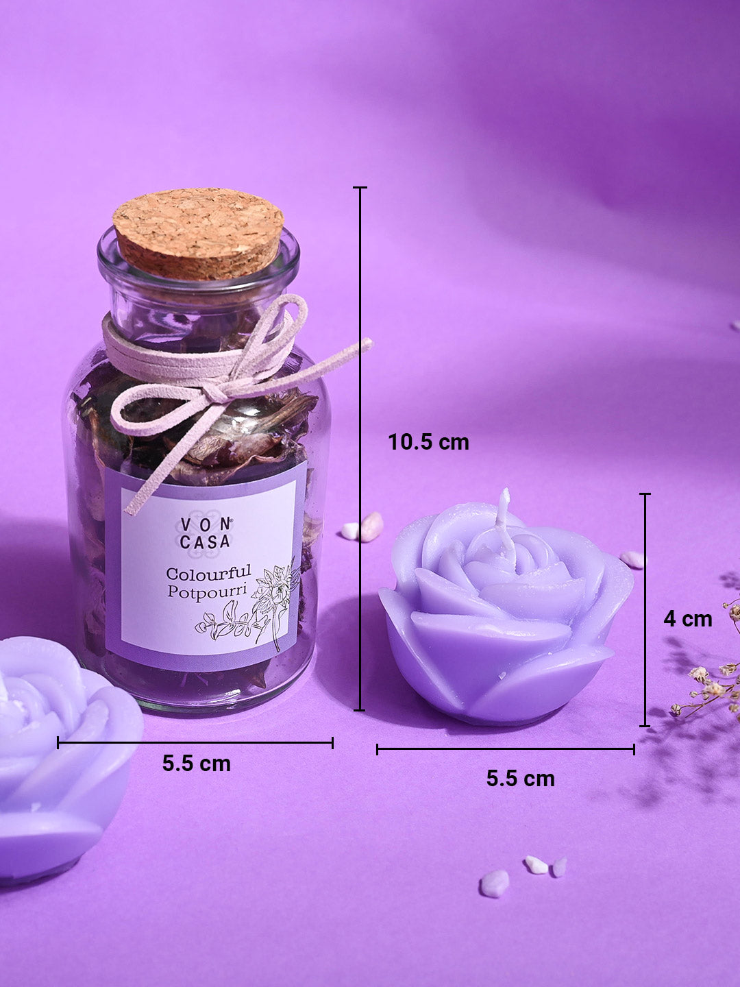 Lavender Flower Candles & Potpourri Set