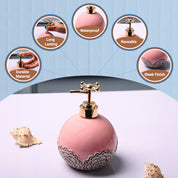 Ceramic Pink Round Soap Dispenser - Embossed Glossy Finish