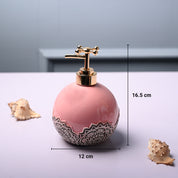 Ceramic Pink Round Soap Dispenser - Embossed Glossy Finish