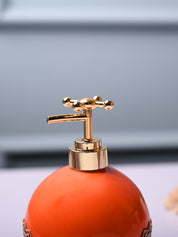 Ceramic Orange Round Soap Dispenser - Embossed Glossy Finish