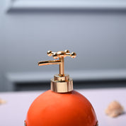 Ceramic Orange Round Soap Dispenser - Embossed Glossy Finish