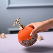 Ceramic Orange Round Soap Dispenser - Embossed Glossy Finish