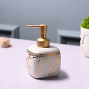 Ceramic Off White Cylindrical Soap Dispenser - Static Glossy Finish
