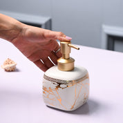 Ceramic Off White Cylindrical Soap Dispenser - Static Glossy Finish