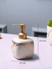 Ceramic Off White Cylindrical Soap Dispenser - Static Glossy Finish