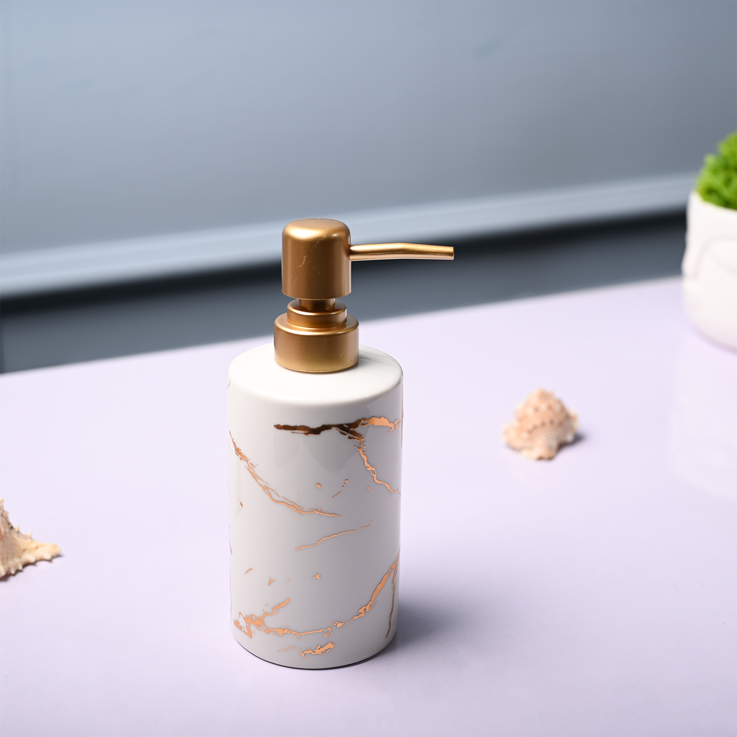Ceramic Off White Soap Dispenser - Static Glossy Finish