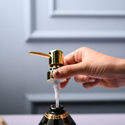 Ceramic Black Cylindrical Soap Dispenser - Geometrical Glossy Finish
