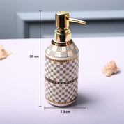 Ceramic Off White Cylindrical Soap Dispenser - Geometrical Glossy Finish