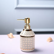 Ceramic Off White Soap Dispenser - Geometrical Glossy Finish