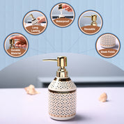 Ceramic Off White Soap Dispenser - Geometrical Glossy Finish