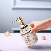 Ceramic Off White Soap Dispenser - Geometrical Glossy Finish