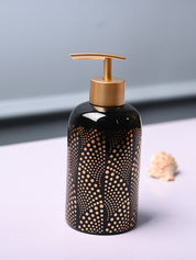 Ceramic Black Cylindrical Soap Dispenser - Dot Design