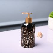 Ceramic Black Cylindrical Soap Dispenser - Dot Design