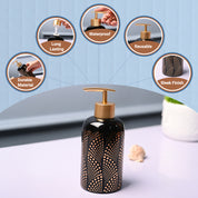 Ceramic Black Cylindrical Soap Dispenser - Dot Design