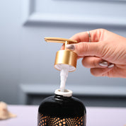 Ceramic Black Cylindrical Soap Dispenser - Dot Design