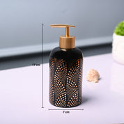 Ceramic Black Cylindrical Soap Dispenser - Dot Design