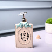 Ceramic Cream Rectangle Soap Dispenser - Happy Day Print Matte Finish