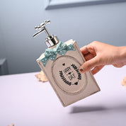 Ceramic Cream Rectangle Soap Dispenser - Happy Day Print Matte Finish