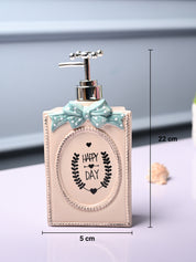 Ceramic Cream Rectangle Soap Dispenser - Happy Day Print Matte Finish