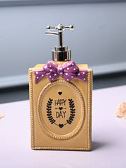 Ceramic Yellow Rectangle Soap Dispenser - Happy Day Print Matte Finish