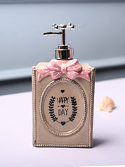 Ceramic Light Brown Rectangle Soap Dispenser - Happy Day Print Matte Finish