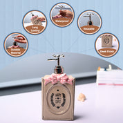 Ceramic Light Brown Rectangle Soap Dispenser - Happy Day Print Matte Finish