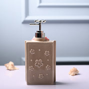 Ceramic Light Brown Rectangle Soap Dispenser - Happy Day Print Matte Finish
