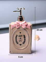 Ceramic Light Brown Rectangle Soap Dispenser - Happy Day Print Matte Finish