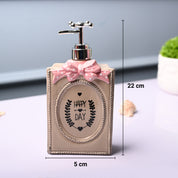 Ceramic Light Brown Rectangle Soap Dispenser - Happy Day Print Matte Finish