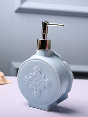 Ceramic Blue Rose Shaped Soap Dispenser - Flower Design Matte Finish