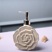 Ceramic Cream Rose Shaped Soap Dispenser - Flower Design Matte Finish