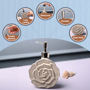 Ceramic Cream Rose Shaped Soap Dispenser - Flower Design Matte Finish