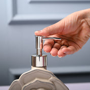 Ceramic Cream Rose Shaped Soap Dispenser - Flower Design Matte Finish