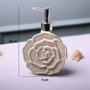 Ceramic Cream Rose Shaped Soap Dispenser - Flower Design Matte Finish