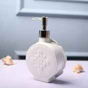 Ceramic White Rose Shaped Soap Dispenser - Flower Design Matte Finish