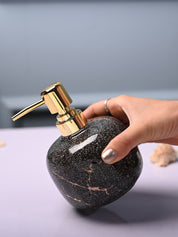 Ceramic Black Cylindrical Soap Dispenser - Glossy Finish