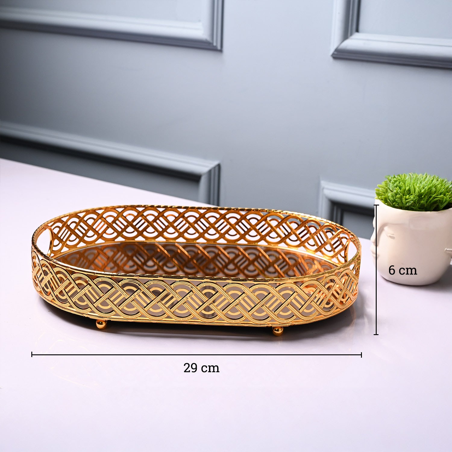 VON CASA Golden Large Tray - Glossy Finish