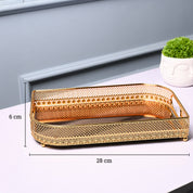 VON CASA Golden Round Large Tray - Leaf Design