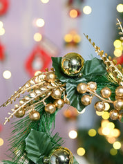 Christmas Wreath (26x26x3 cm) - Green & Golden, X-Mas Wreath