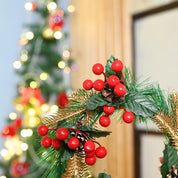 Christmas Wreath (21x21x4 cm) - Green & Red, X-Mas Wreath